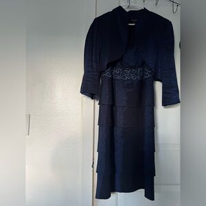 R&M Richards Navy Long Sleeve Dress with Jacket